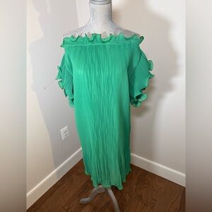 Green Off-Shoulder Pleated Dress size XL NWT